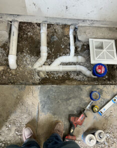 A and D plumbing service adding plumbing in existing space under concrete slab